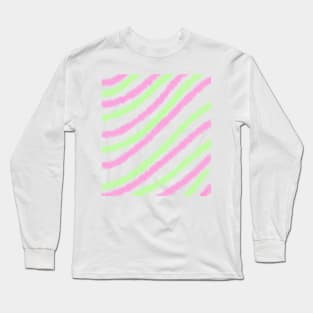 Pink green watercolor lines art Long Sleeve T-Shirt